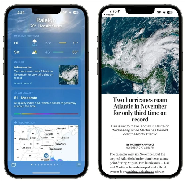 扶沟苹果14维修分享iPhone 14手机如何看天气时顺带看新闻 