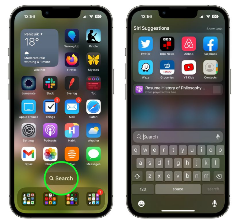 扶沟苹果手机维修分享升级到 iOS 16 后，如何删除主屏幕上的搜索按钮 