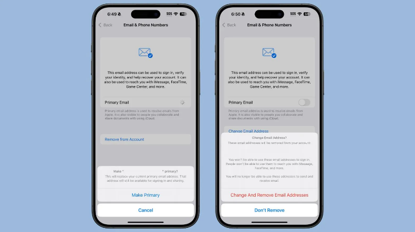 扶沟苹果手机维修分享苹果 iOS 18.1 支持设置“主要”邮箱地址并更改 iCloud 邮箱 