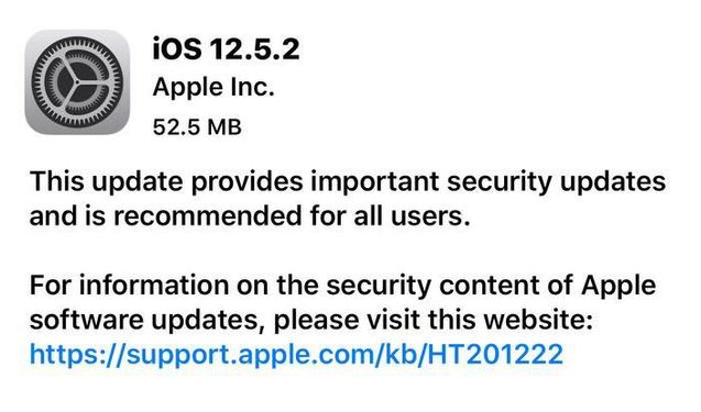 扶沟苹果手机维修分享iOS12.5.2发布，建议所有老苹果用户安装 